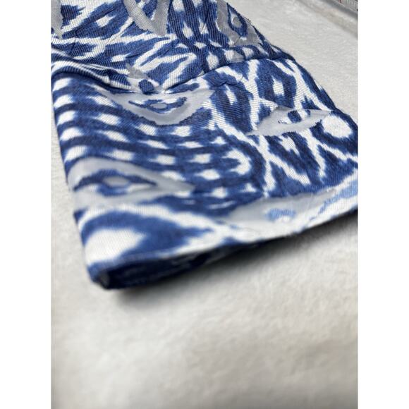 Samuel Dong Ikat Sheer Jacket Blue White Art Print Lightweight Coat SZ L - Picture 9 of 12